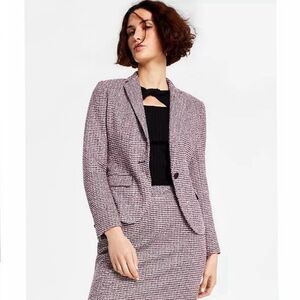 Bar III Women’s $139 NWT Size 8 Pink Tweed Single Button Blazer Jacket New